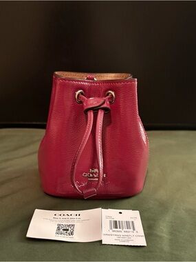 Coach Drawstring Wristlet In Crinkled Leather